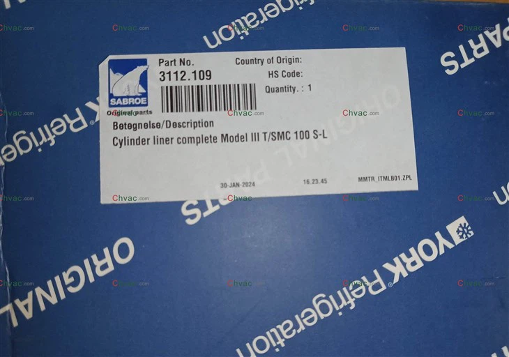 York Part 3112.109 Cylinder Liner New 2025 CHVAC manufacturers